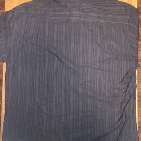 Calvin Klein Mens Large Button Up Shirt Blue Stripe Long Sleeve Dress Shirt - Picture 8 of 9